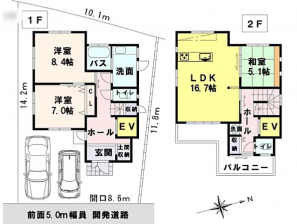 泉南郡熊取町大字野田、新築一戸建ての間取り画像です