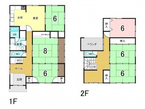 岸和田市並松町、中古一戸建ての間取り画像です