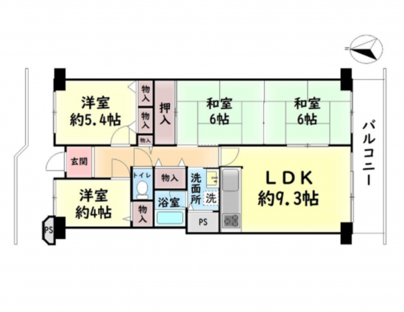 岸和田市下野町、マンションの間取り画像です