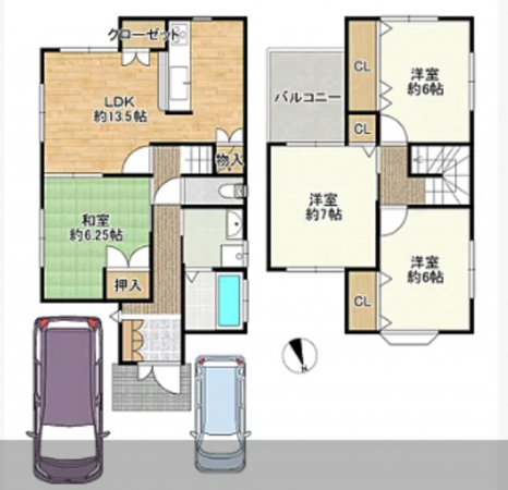 泉佐野市上瓦屋、中古一戸建ての間取り画像です
