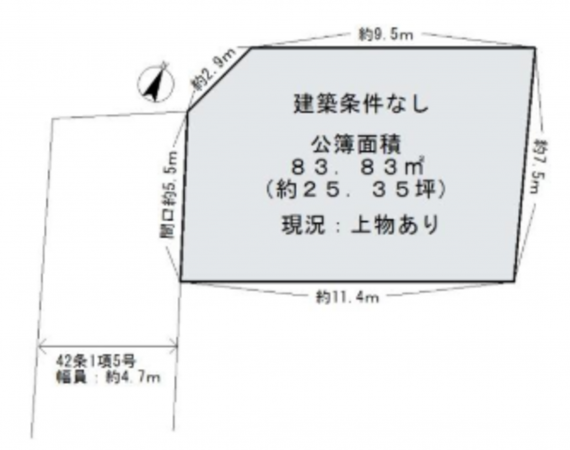 泉佐野市高松北、土地の間取り画像です