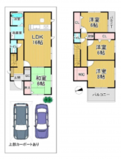 泉南郡熊取町、中古一戸建ての間取り画像です