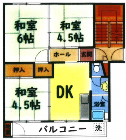 岸和田市土生町、マンションの間取り画像です