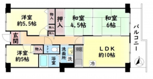 岸和田市下野町、マンションの間取り画像です