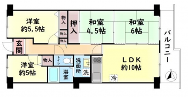岸和田市下野町、マンションの間取り画像です