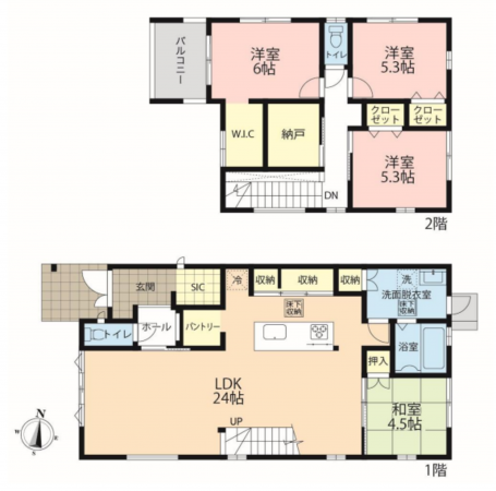 岸和田市尾生町、中古一戸建ての間取り画像です