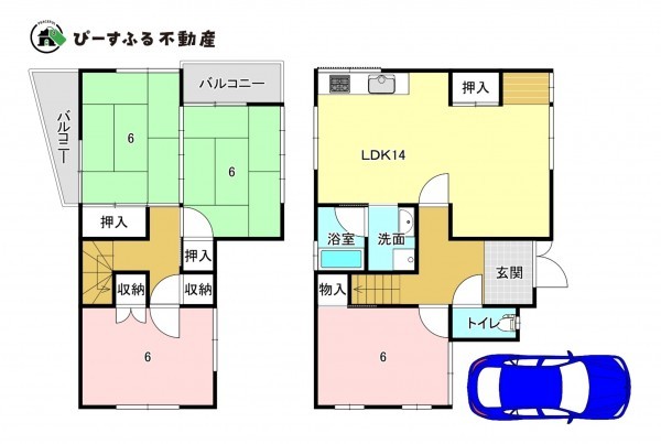 岸和田市神須屋町、中古一戸建ての間取り画像です