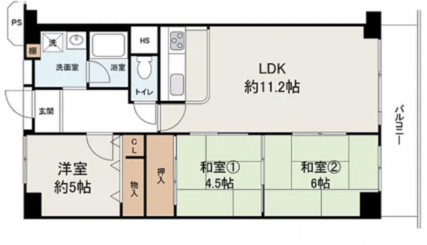 泉佐野市羽倉崎、マンションの間取り画像です