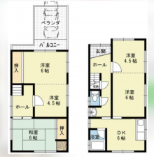 泉南郡熊取町、中古一戸建ての間取り画像です