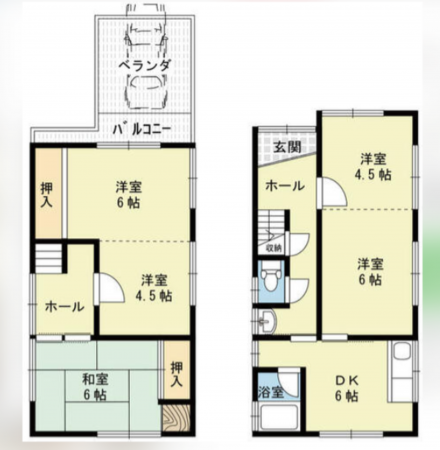 泉南郡熊取町、中古一戸建ての間取り画像です