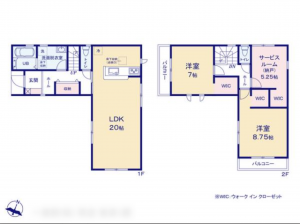 貝塚市三ツ松、新築一戸建ての間取り画像です