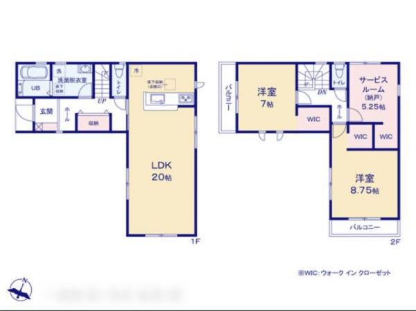 貝塚市三ツ松、新築一戸建ての間取り画像です