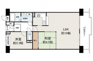 貝塚市地蔵堂、マンションの間取り画像です