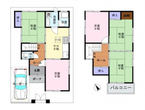泉佐野市中庄、中古一戸建ての間取り画像です