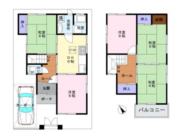 泉佐野市中庄、中古一戸建ての間取り画像です