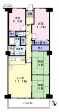 岸和田市下野町、マンションの間取り画像です