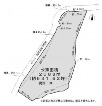 岸和田市阿間河滝町、土地の間取り画像です