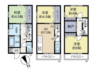 貝塚市澤、中古一戸建ての間取り画像です