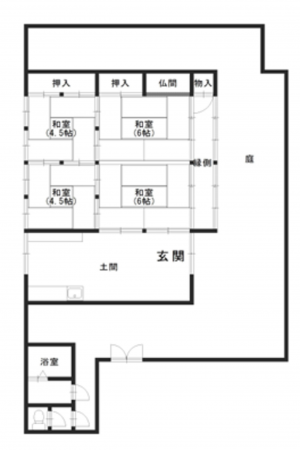 岸和田市内畑町、中古一戸建ての間取り画像です