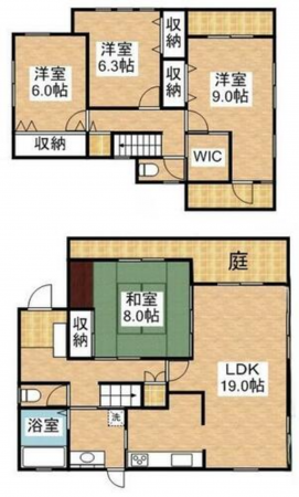 泉南郡熊取町つばさが丘北、中古一戸建ての間取り画像です