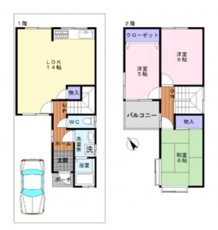 岸和田市池尻町、中古一戸建ての間取り画像です
