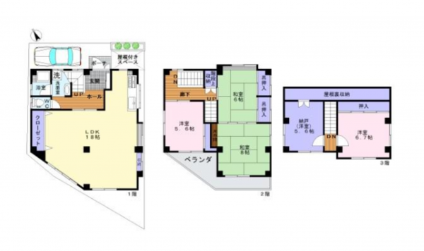 岸和田市別所町、中古一戸建ての間取り画像です