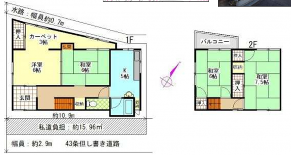 岸和田市吉井町、中古一戸建ての間取り画像です