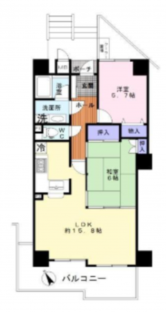 岸和田市上町、マンションの間取り画像です