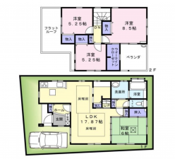 岸和田市荒木町、中古一戸建ての間取り画像です