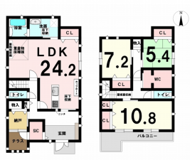 泉佐野市泉ケ丘、中古一戸建ての間取り画像です