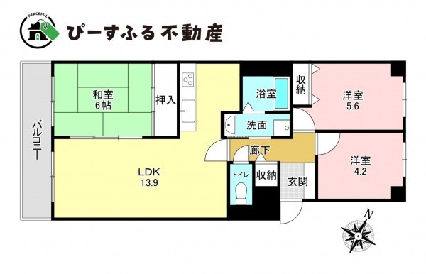 泉南郡熊取町大久保北、マンションの間取り画像です