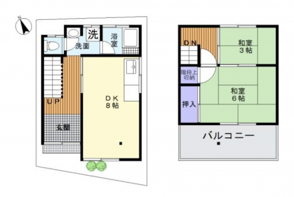 岸和田市西之内町、中古一戸建ての間取り画像です