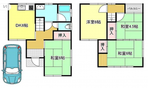 岸和田市尾生町、中古一戸建ての間取り画像です