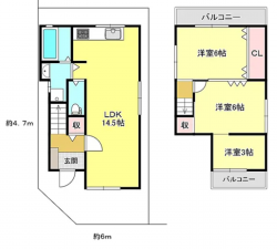 岸和田市磯上町、中古一戸建ての間取り画像です