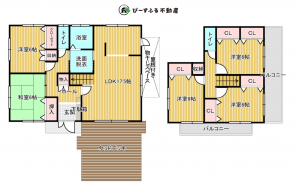 貝塚市海塚、中古一戸建ての間取り画像です