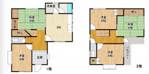 泉佐野市湊、中古一戸建ての間取り画像です