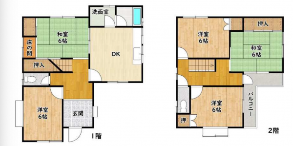 泉佐野市湊、中古一戸建ての間取り画像です
