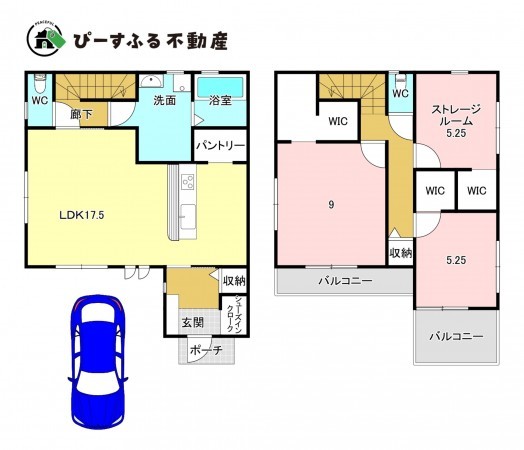 岸和田市岸城町、新築一戸建ての間取り画像です