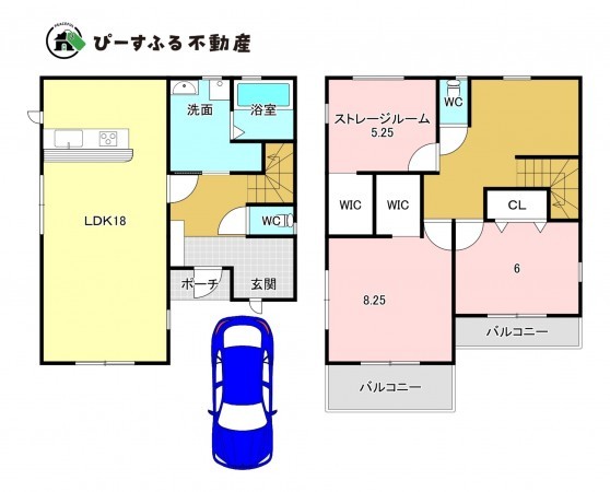 岸和田市岸城町、新築一戸建ての間取り画像です