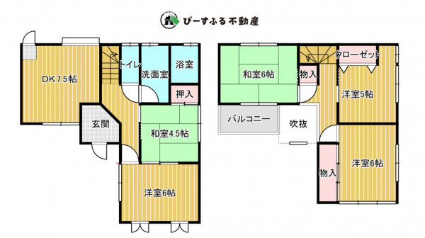 岸和田市神須屋町、中古一戸建ての間取り画像です