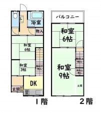 岸和田市加守町、中古一戸建ての間取り画像です