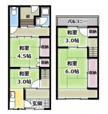 泉佐野市上町、中古一戸建ての間取り画像です