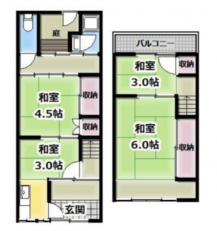 泉佐野市上町、中古一戸建ての間取り画像です