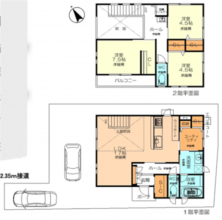 岸和田市神須屋町、中古一戸建ての間取り画像です