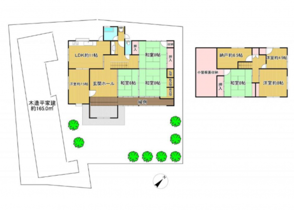 貝塚市新井、中古一戸建ての間取り画像です