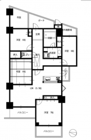 貝塚市清児、マンションの間取り画像です