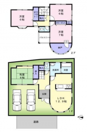 貝塚市王子、中古一戸建ての間取り画像です