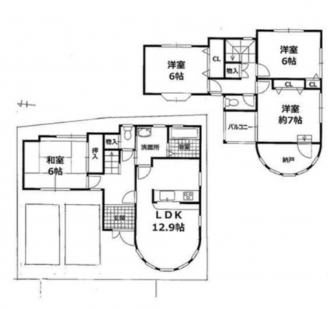 貝塚市王子、中古一戸建ての間取り画像です
