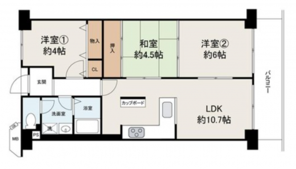 泉佐野市羽倉崎、マンションの間取り画像です