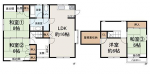 貝塚市二色、中古一戸建ての間取り画像です